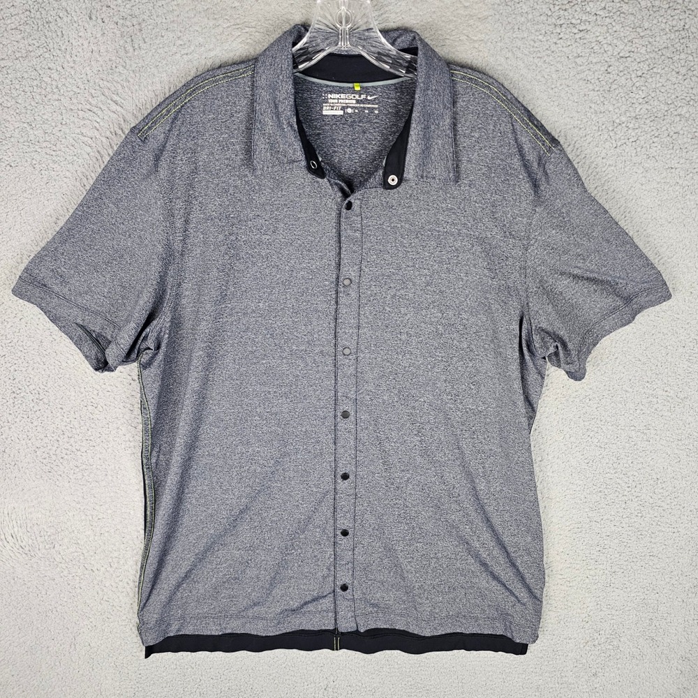 Nike Polo Mens XL Gray Tour Premium Dri-FIT Snap Front Golf Shirt 452780-062